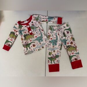 Boys Dinosaur Long Sleeve Pajama Set 2pcs Christmas Sleepwear 
Size: 6-9 Month